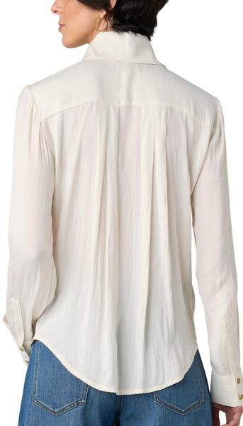 LongSleeve Tuxedo Top With High Collar