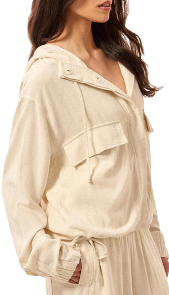 Button Front Jacket With Hood