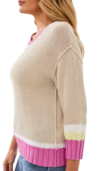 3/4 Sleeve Crew Neck With Stitch