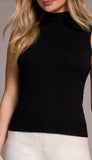 Textured Sleeveless Mock Neck