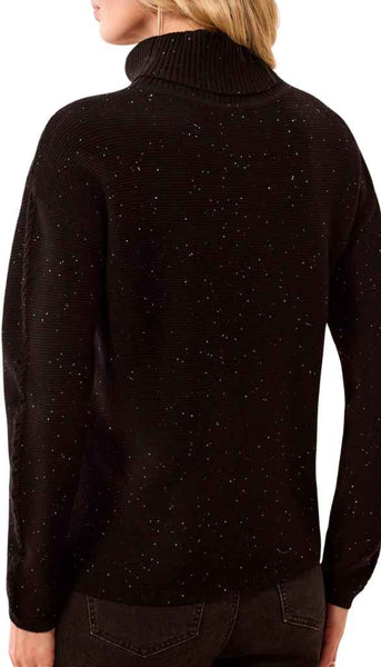 T-Neck Cable Stitch Sweater