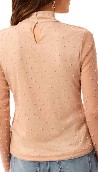 Piece Embelished Mock Neck