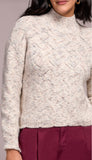 Mock Neck Puff Sleeve High Low Sweater