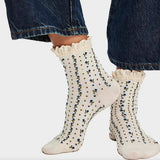 Rosebud Waffle Knit Ankle Socks