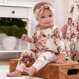 Cabbage Rose Zippered Romper 6-9M