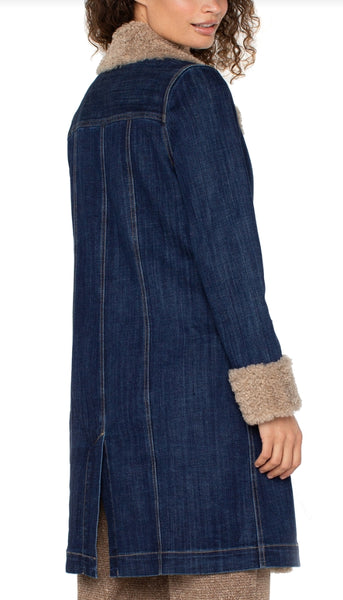 Sherpa Trimmed Notch Collar Jacket