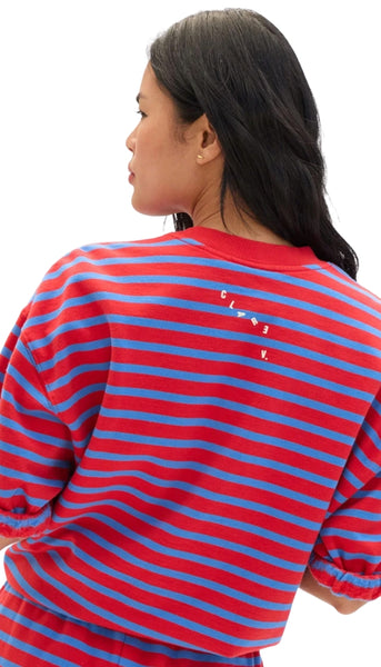 Short Sleeve Oversized Sweatshirt-Strip