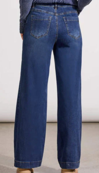 Audrey Pull On Wide Jeans - Fade Blue