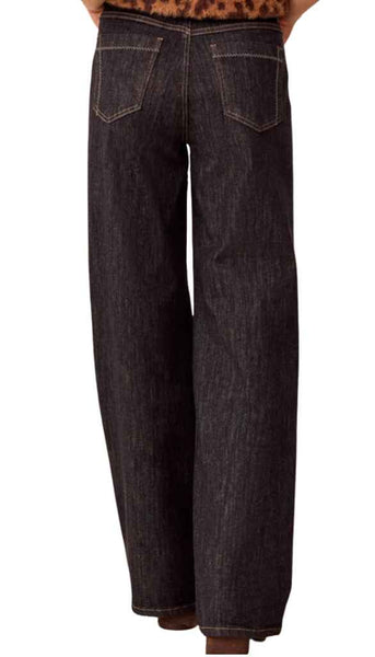 Audrey Embroidered Wide Leg Denim