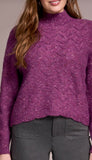 Mock Neck Puff Sleeve High Low Sweater