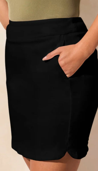 Pull On Skort with Rounded Slits