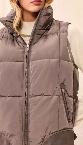 Quilted Vest With Removable Hood