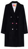 Double Breasted Long Coat With Bee Buttons