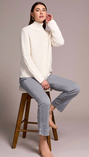 Mock Neck Sweater With Special Wash