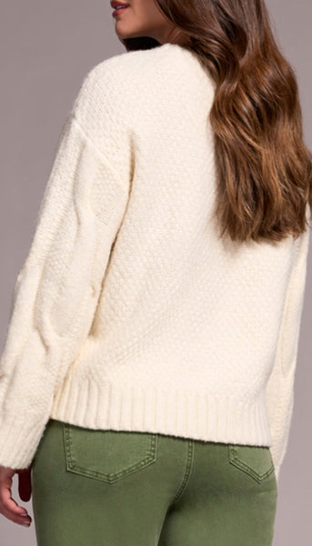 Crew Neck Loose Fit Cable Sweater