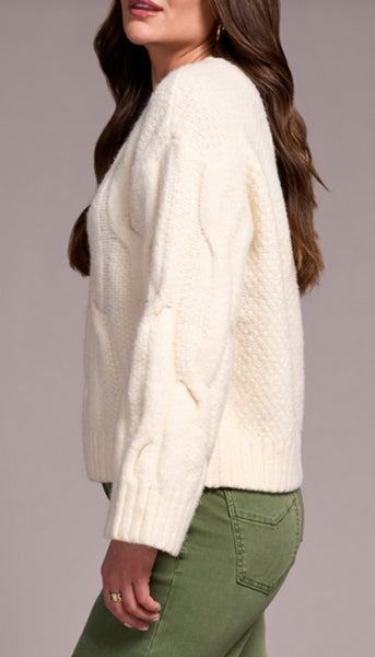 Crew Neck Loose Fit Cable Sweater