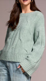 Crew Neck Loose Fit Cable Sweater
