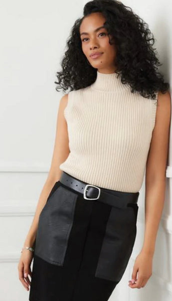 Ribbed Turtleneck Sweater Tank