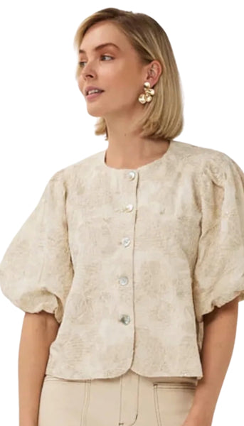 3-D Shell Print Balloon Top