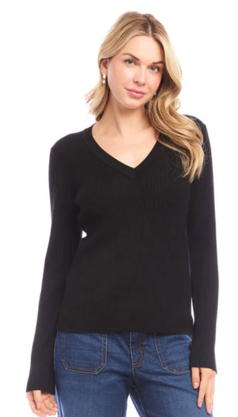 Ribbed V Neck Sweater