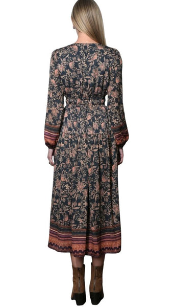 Amber Boho Bordered Midi Dress