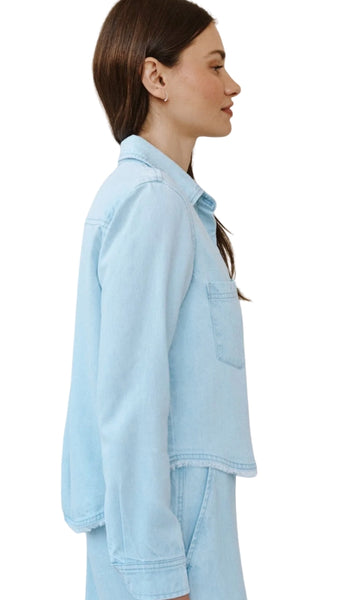 Two Pocket Fray Hem Shirt