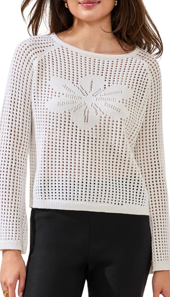 Bell Sleeve Boat Neck Open Stitch