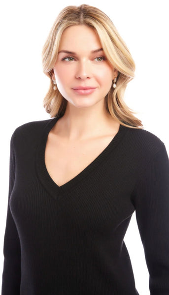 Ribbed V Neck Sweater