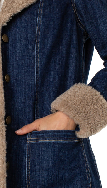 Sherpa Trimmed Notch Collar Jacket