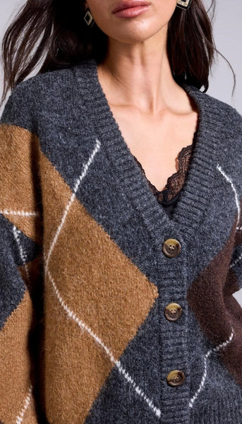 Lofty Argyle Sweater Cardigan