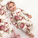 Cabbage Rose Zippered Romper 6-9M