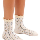 Rosebud Waffle Knit Ankle Socks