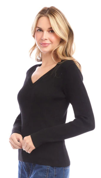 Ribbed V Neck Sweater