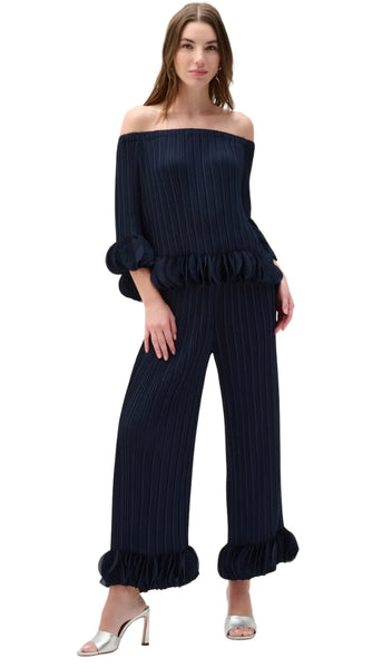 Georgette Wide Leg Pleated Pant