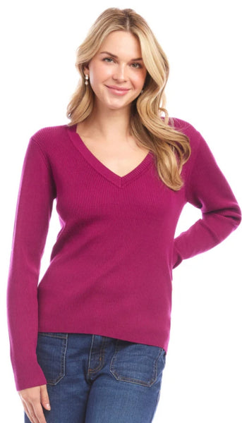 Ribbed V Neck Sweater