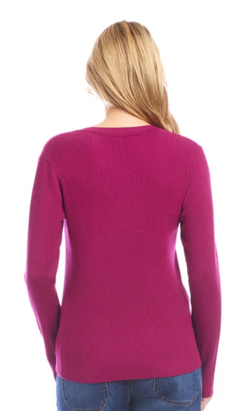 Ribbed V Neck Sweater