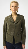 Faux Suede Fitted Moto Jacket