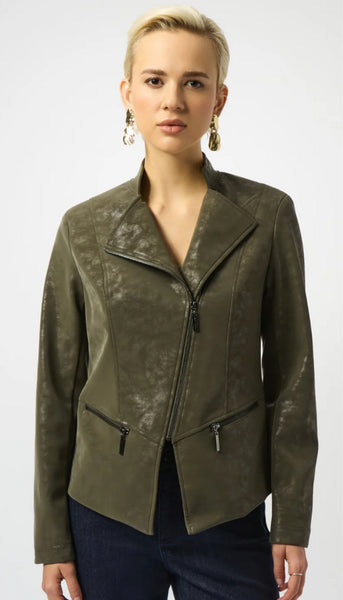 Faux Suede Fitted Moto Jacket