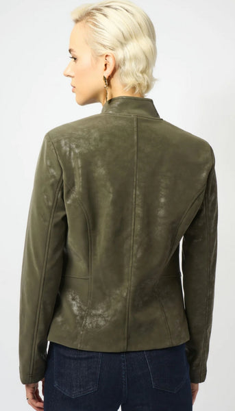 Faux Suede Fitted Moto Jacket