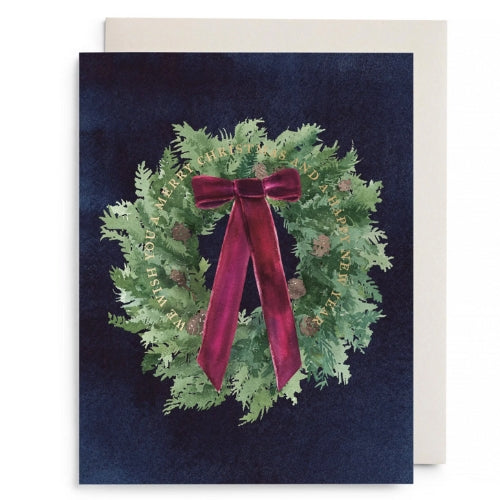 Velvet Bow Wreath-Xmas & Newyear