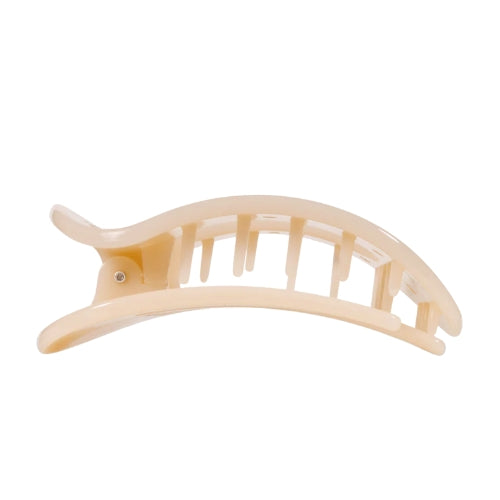 Large Flat Round Clip-Almond Beige