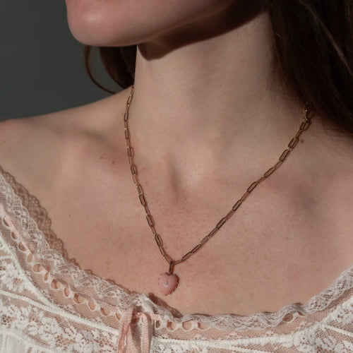 Isabel Pink Jade Heart Necklace