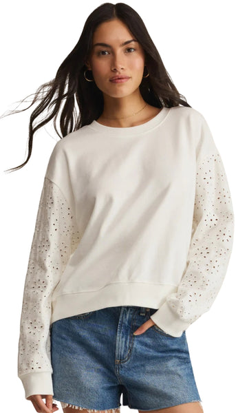Mosaic Knit Eyelet Sweatshirt