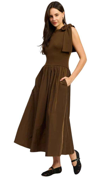 Jane Mixed Media Midi Dress
