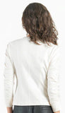 Liquid Leather Ruched Zip 3/4 Sleeve Jacket
