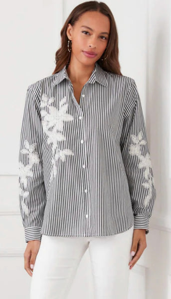 Stripe Embroidered Shirt