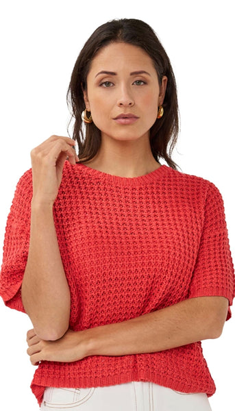 Open Knit Short Sleeve Sweater