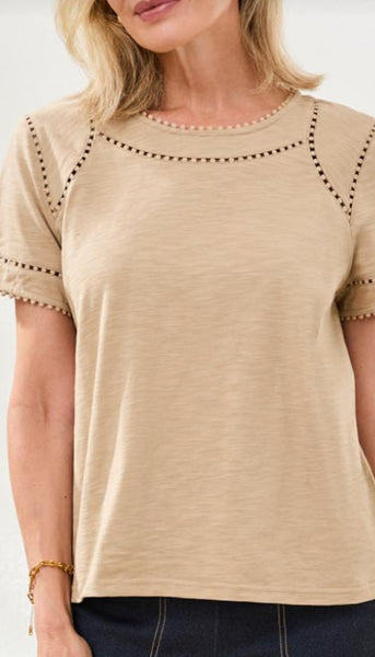 Short Sleeve Top With Dotted Lace