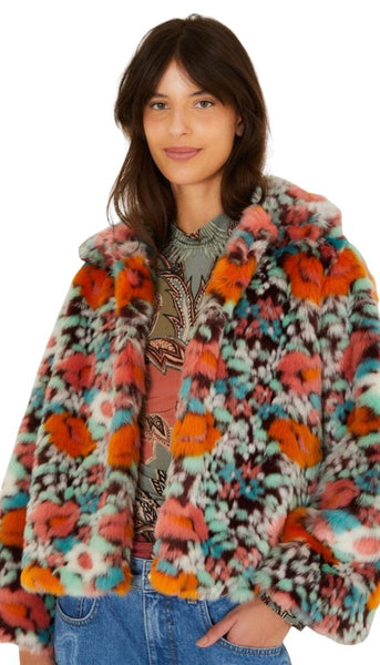 Floral Faux Fur Jacket