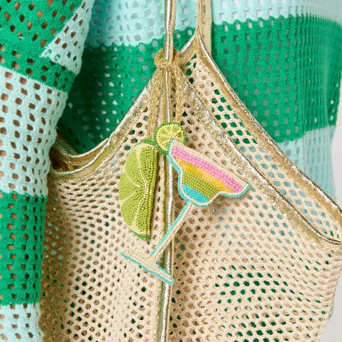 Beaded Bagcharm Keyring-Lime, Margarita
